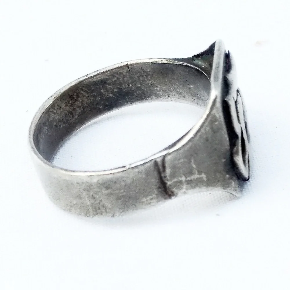 Antique Sterling Silver Unisex Ring w/Unknown Symbol- Size 11